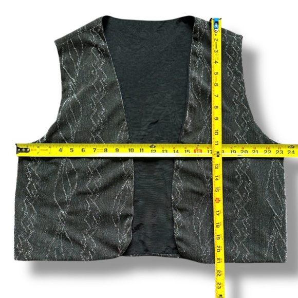 Vintage Gray Black Pinstripe Textured Metallic Vest Women’s Size XL/XXL Party - Picture 15 of 15